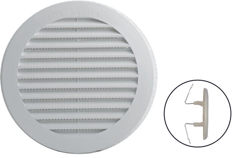 GRIGLIA DI AERAZIONE IN PLASTICA CON ZANCHE Ø mm. 148 per fori Ø mm. 80-125 2.00 pz