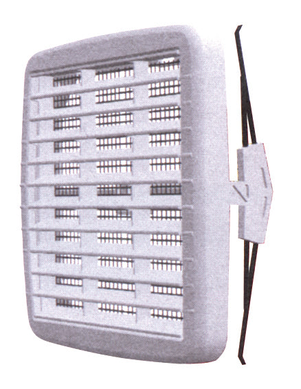 GRIGLIA DI AERAZIONE IN PLASTICA RETE+ZANCHE mm. 175x175 per fori mm. 80-160 5.00 pz