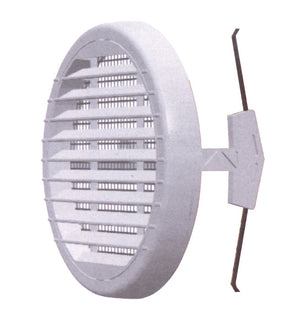 GRIGLIA DI AERAZIONE IN PLASTICA RETE+ZANCHE Ø mm. 135 per fori mm. 80-125 5.00 pz