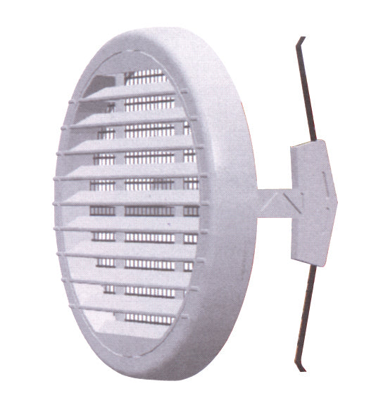 GRIGLIA DI AERAZIONE IN PLASTICA RETE+ZANCHE Ø mm. 160 per fori mm. 80-140 5.00 pz