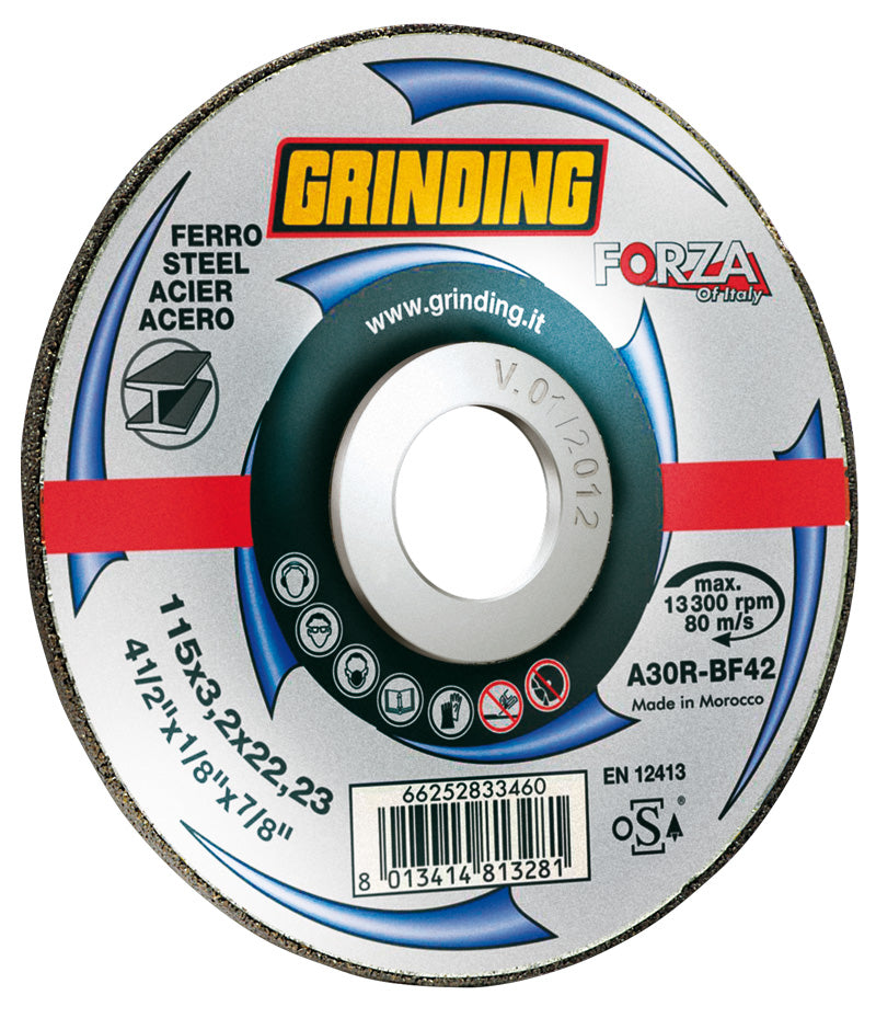 Grinding DISCO ABRASIVO CENTRO DEPRESSO FORZA per ferro Ø mm. 230x3,2x22,23 25.00 pz