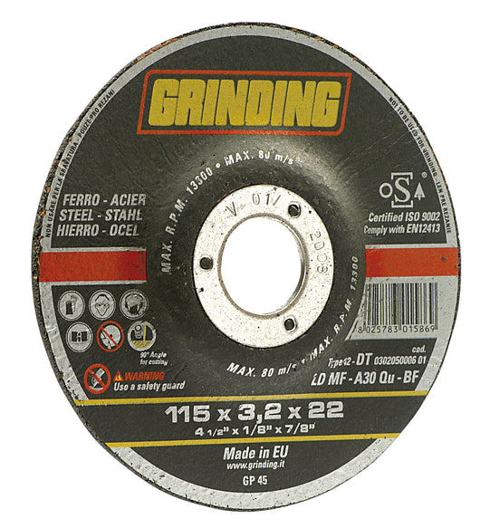 Grinding DISCO ABRASIVO CENTRO DEPRESSO per ferro Ø mm. 230x2,4x22,2 25.00 pz