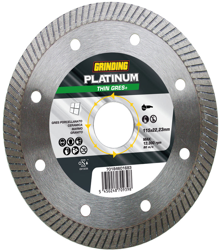 Grinding DISCO DIAMANTATO CORONA TURBO PLATINUM THIN GRES+ Ø mm. 115x1,4x22,23