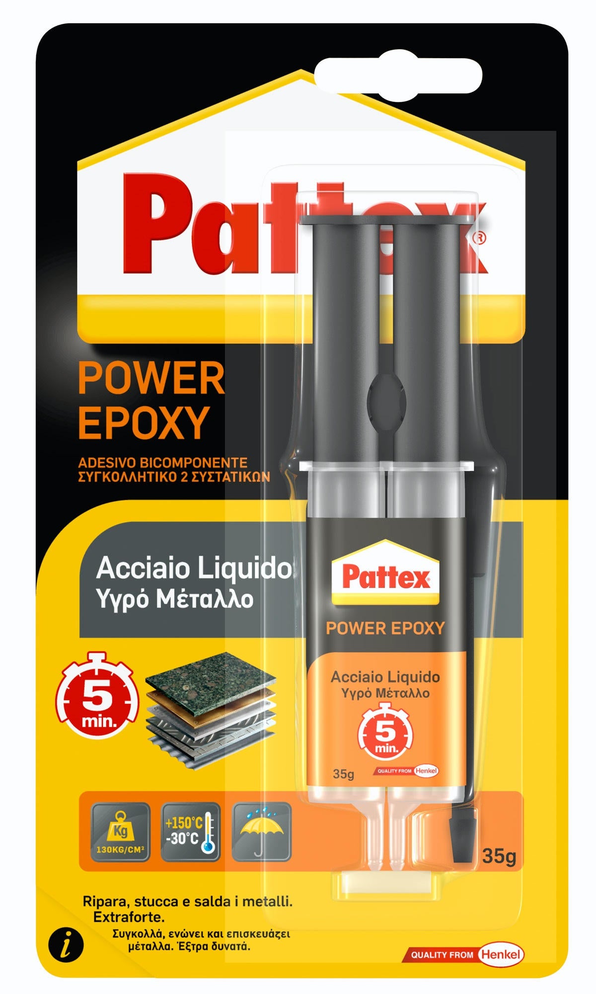 Henkel COLLA PATTEX POWER EPOXY ACCIAIO LIQUIDO MIX  gr. 35 (siringa) 6.00 pz
