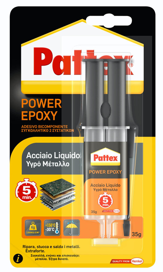 Henkel COLLA PATTEX POWER EPOXY ACCIAIO LIQUIDO MIX  gr. 35 (siringa) 6.00 pz