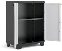 Armadio basso Linear in resina con ripiano regolabile colore grigio nero Keter