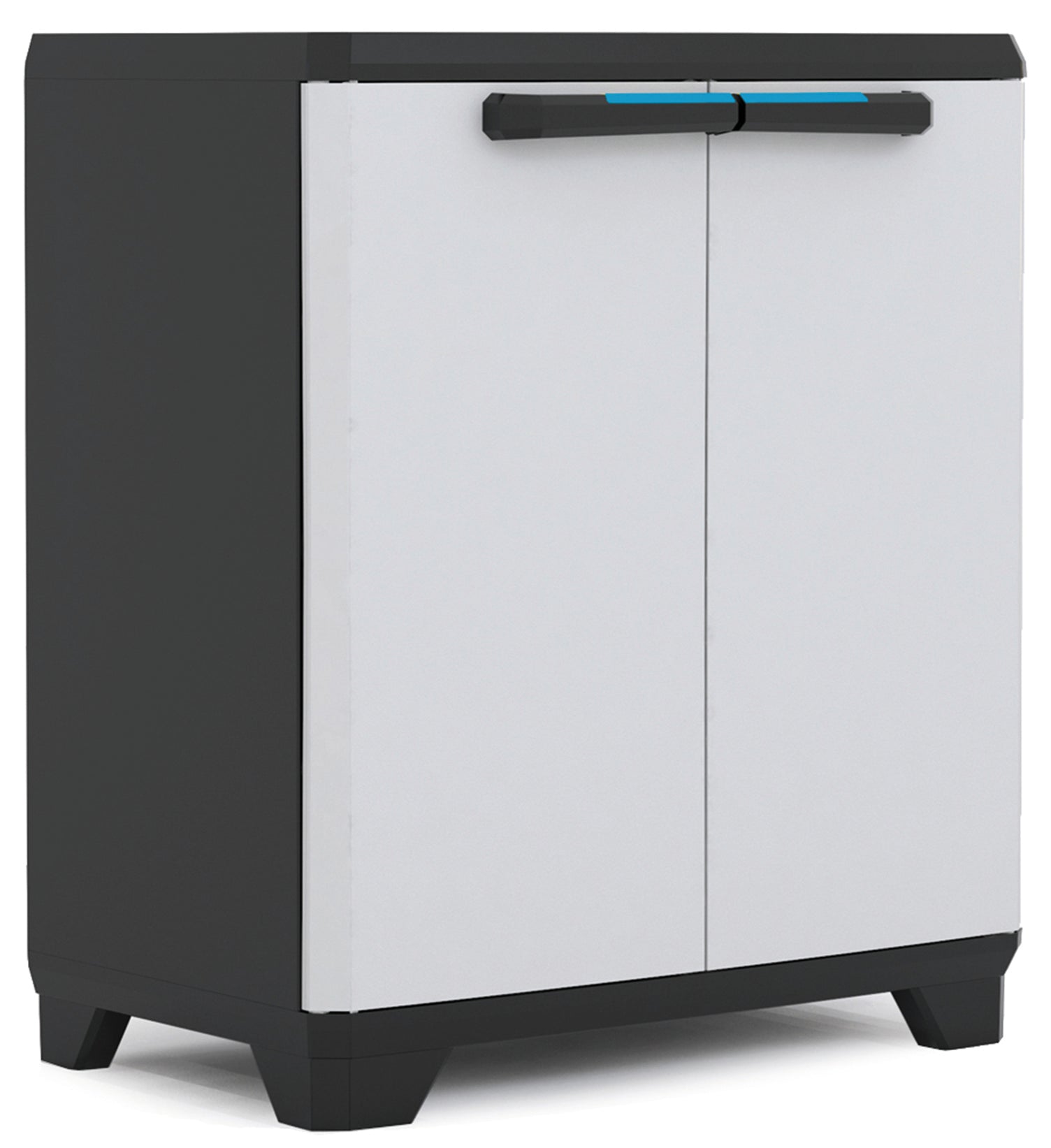 Armadio basso Linear in resina con ripiano regolabile colore grigio nero Keter