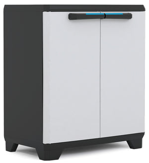Armadio basso Linear in resina con ripiano regolabile colore grigio nero Keter