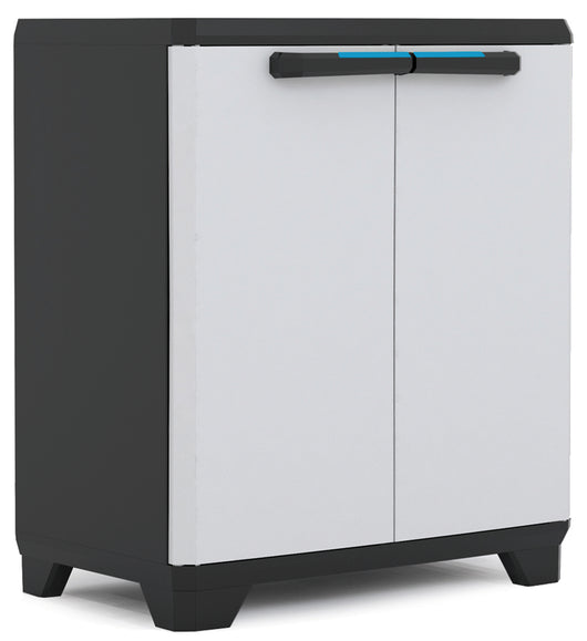 Armadio basso Linear in resina con ripiano regolabile colore grigio nero Keter