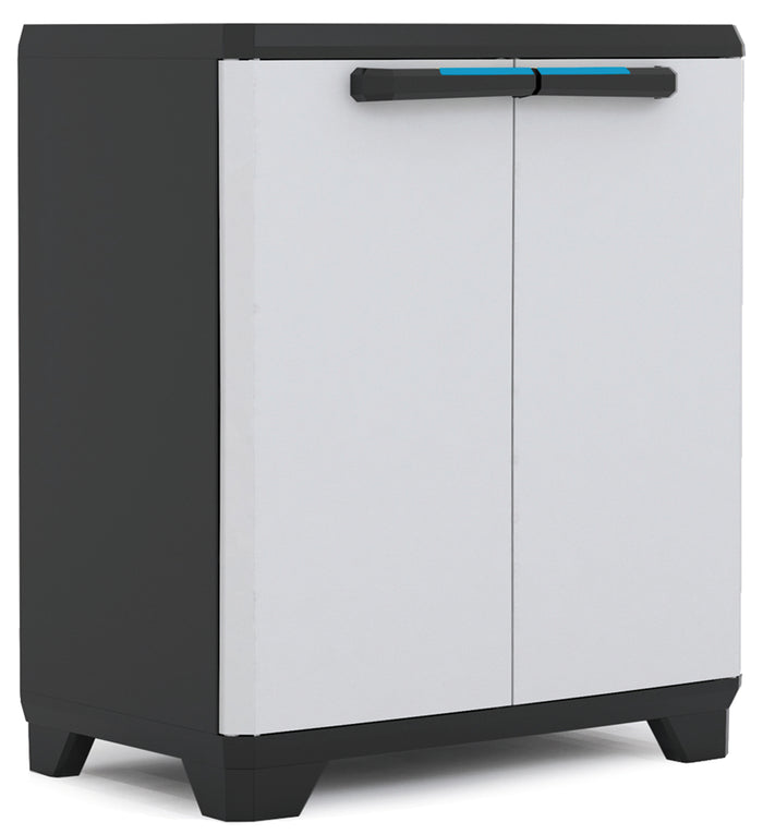 Armadio basso Linear in resina con ripiano regolabile colore grigio nero Keter