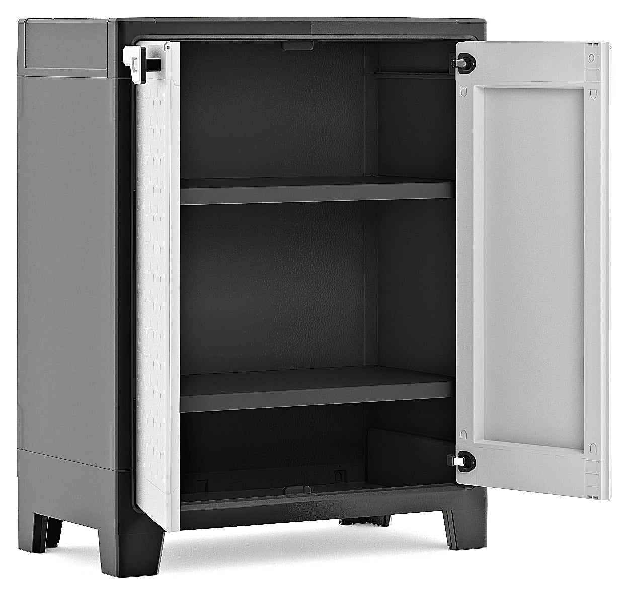 Armadio basso Titan XL in resina con 3 ripiani regolabili colore antracite grigio Keter