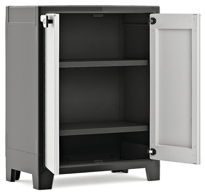Armadio basso Titan XL in resina con 3 ripiani regolabili colore antracite grigio Keter