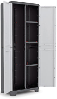 Armadio portascope Linear in resina con ripiani regolabili colore grigio nero Keter