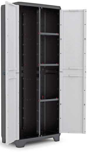 Armadio portascope Linear in resina con ripiani regolabili colore grigio nero Keter