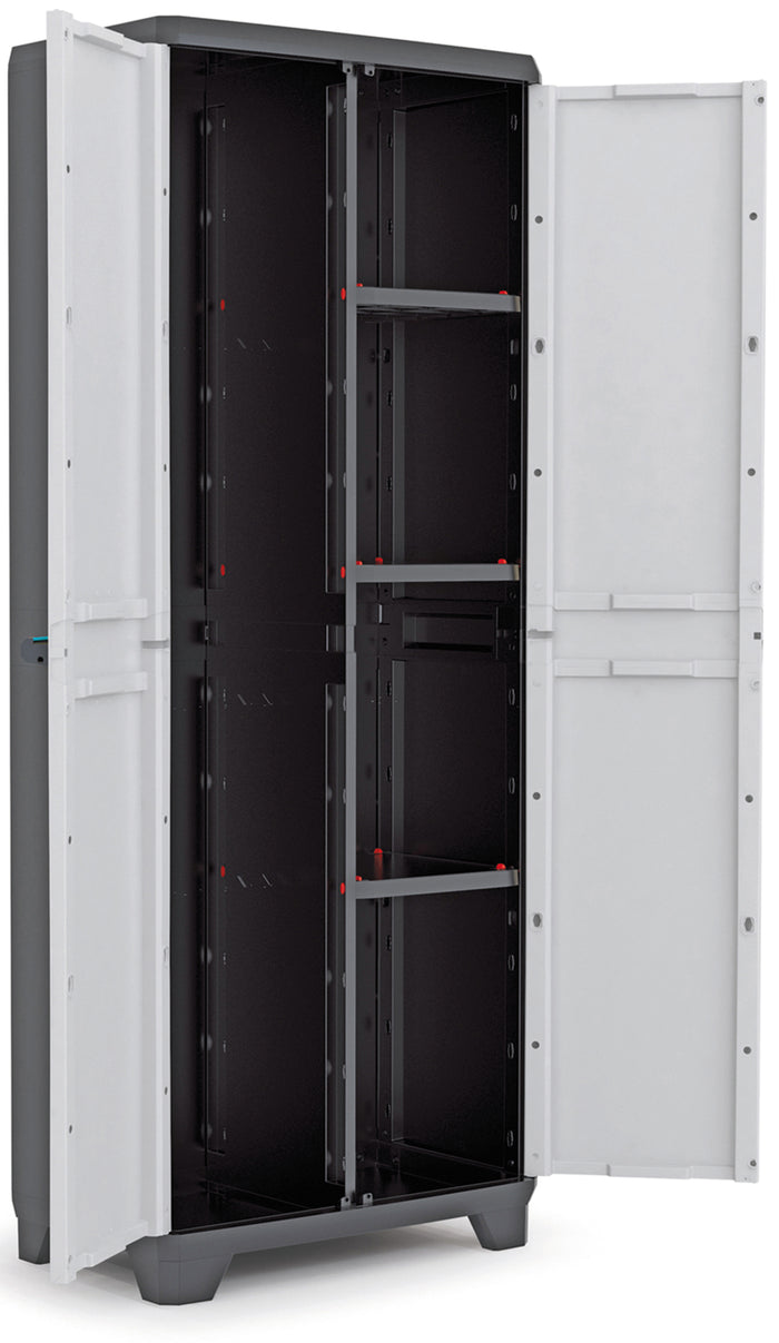 Armadio portascope Linear in resina con ripiani regolabili colore grigio nero Keter