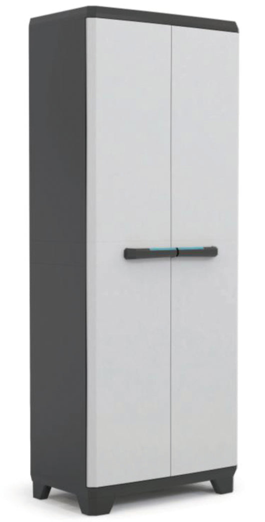 Armadio portascope Linear in resina con ripiani regolabili colore grigio nero Keter