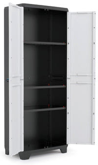 Armadio tuttoppiani Linear in resina con 3 ripiani regolabili colore grigio nero Keter