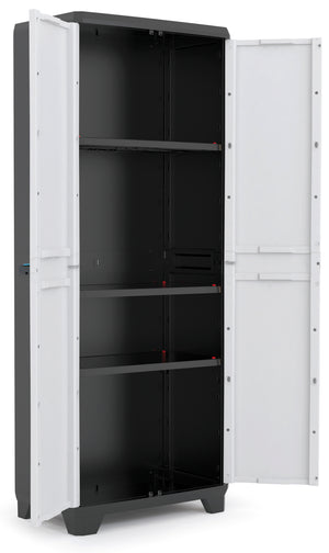 Armadio tuttoppiani Linear in resina con 3 ripiani regolabili colore grigio nero Keter