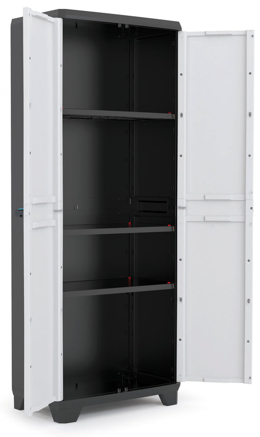 Armadio tuttoppiani Linear in resina con 3 ripiani regolabili colore grigio nero Keter