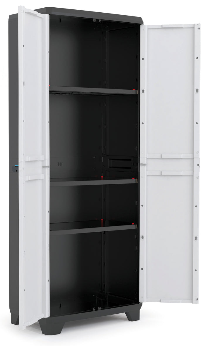 Armadio tuttoppiani Linear in resina con 3 ripiani regolabili colore grigio nero Keter