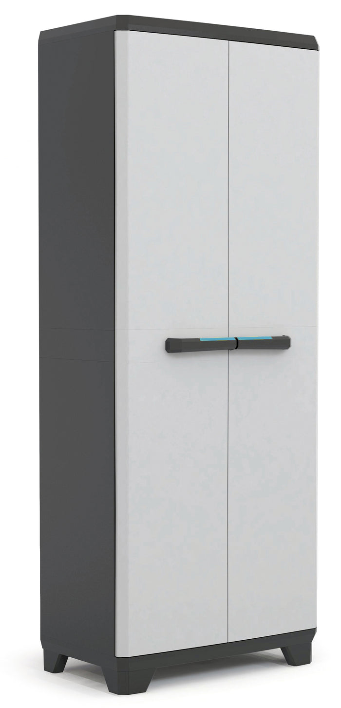 Armadio tuttoppiani Linear in resina con 3 ripiani regolabili colore grigio nero Keter