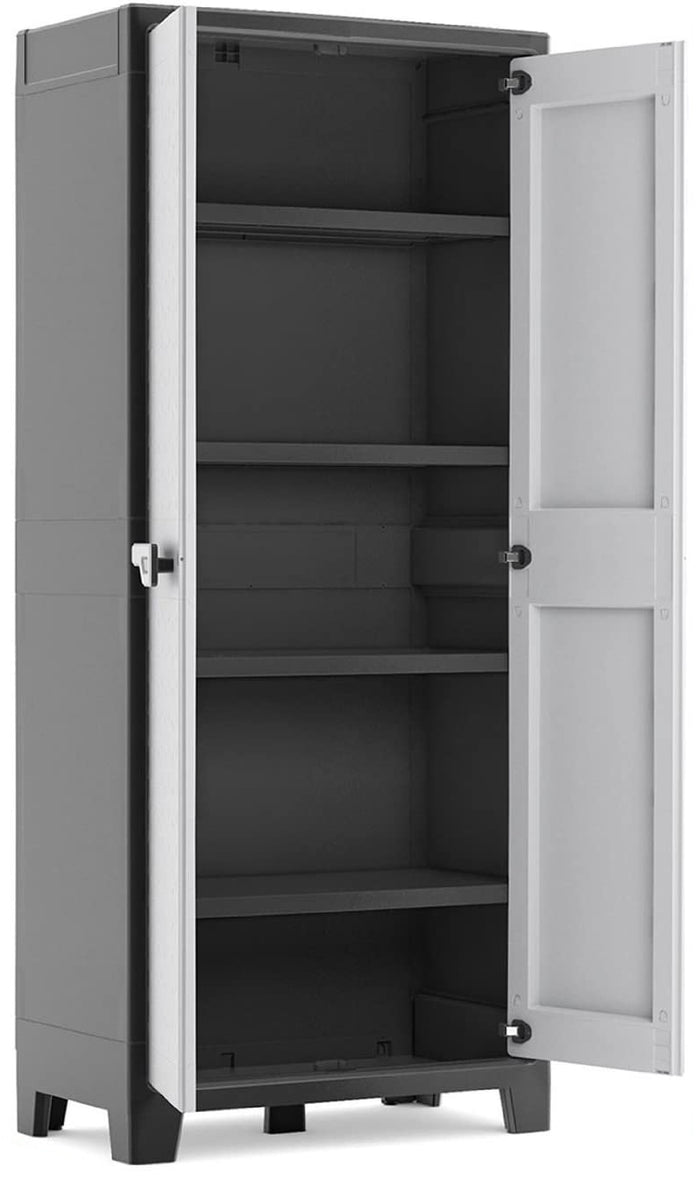 Armadio tuttoppiani Titan XL in resina con 4 ripiani regolabili colore antracite grigio Keter