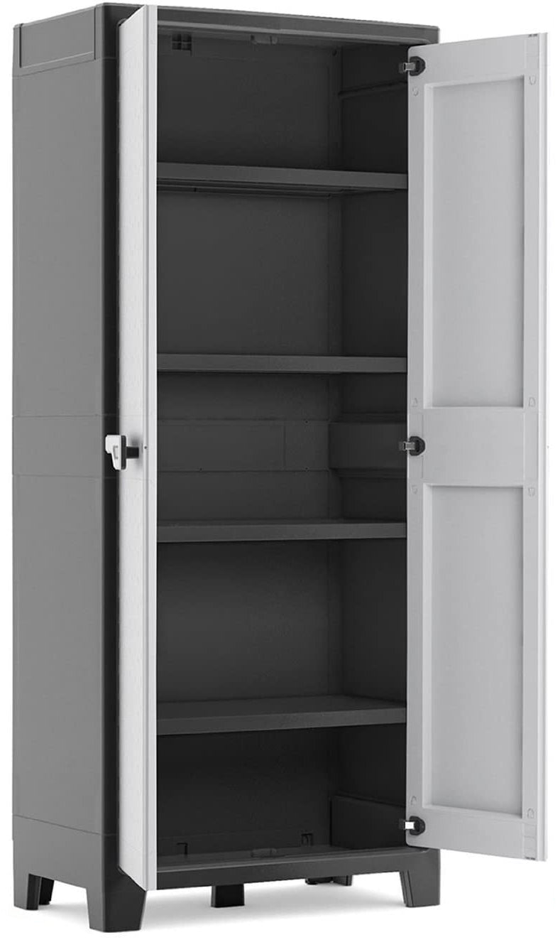 Armadio tuttoppiani Titan XL in resina con 4 ripiani regolabili colore antracite grigio Keter