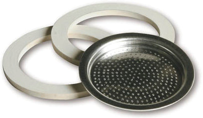 KIT 2 GUARNIZIONI + 1 FILTRO PER CAFFETTIERA  2 tazze