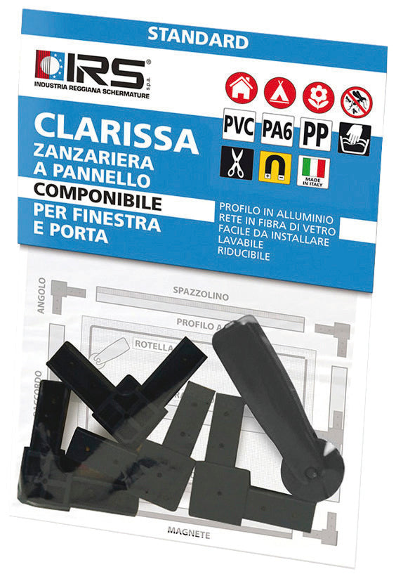 KIT 4 ANGOLI + ROTELLA PER PROFILO ZANZARIERA CLARISSA