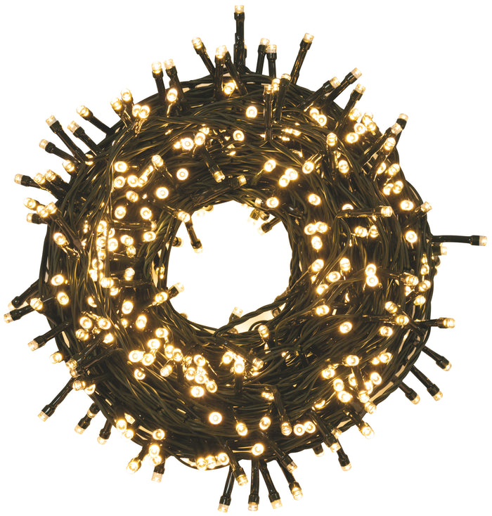 LUCI DI NATALE PER INTERNO ED ESTERNO BIANCO CALDO  500 led cavo luci 22,5 mt.