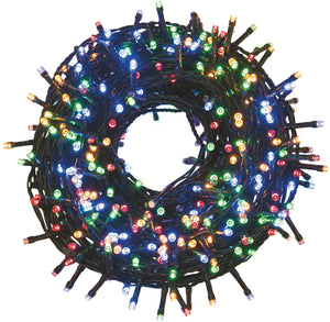 LUCI DI NATALE PER INTERNO ED ESTERNO MULTICOLOR  180 led cavo luci 8 mt.