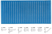 PANNELLO PORTAUTENSILI CON GANCI  cm. 100x50 - Blu