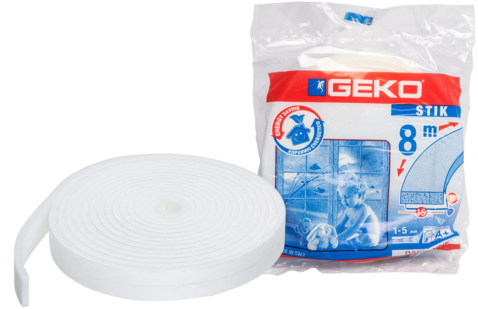 PARAFREDDO IN SPUGNA GEKO bianco mm. 15 x mt. 8