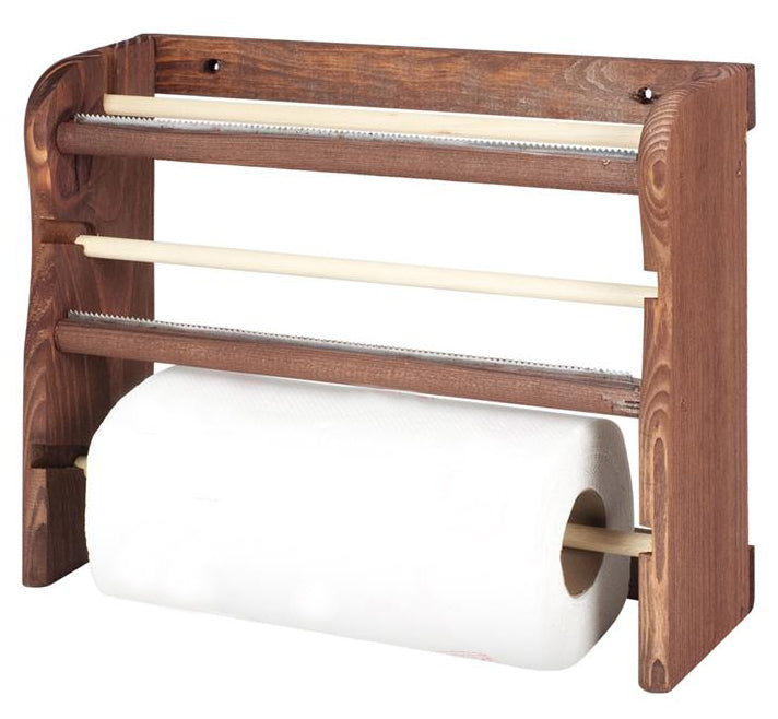 PORTAROTOLO TRIS IN LEGNO SCURO cm. 33x9x29h