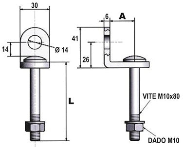 Potent OCCHIOLO FISSO PER LUCCHETTI mm. 25/74