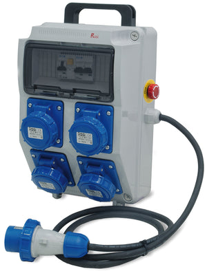 Rosi QUADRO ELETTRICO PORTATILE 2240E-PF 4 prese 16A 3P 230V - IP65 con pulsante di emergenza