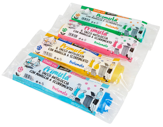 SACCO PER NETTEZZA URBANA PROFUMATO CON MANIGLIA cm. 55x 65 (rot. 15 pz) col. Giallo 50.00 rotoli