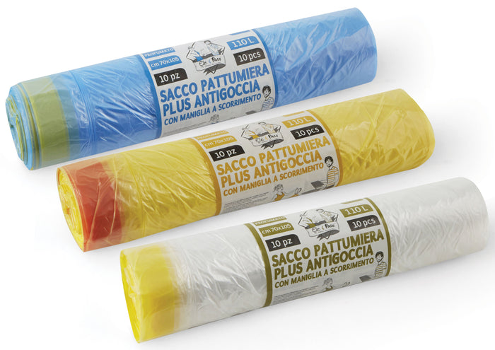 SACCO PER NETTEZZA URBANA PROFUMATO CON MANIGLIA cm. 72x110 (rot. 10 pz) col. Trasparente 30.00 rotoli