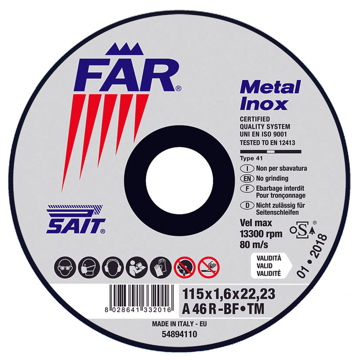 Sait DISCO ABRASIVO FAR-TM A 46 R Ø mm. 230x2,0x22,23 10.00 pz
