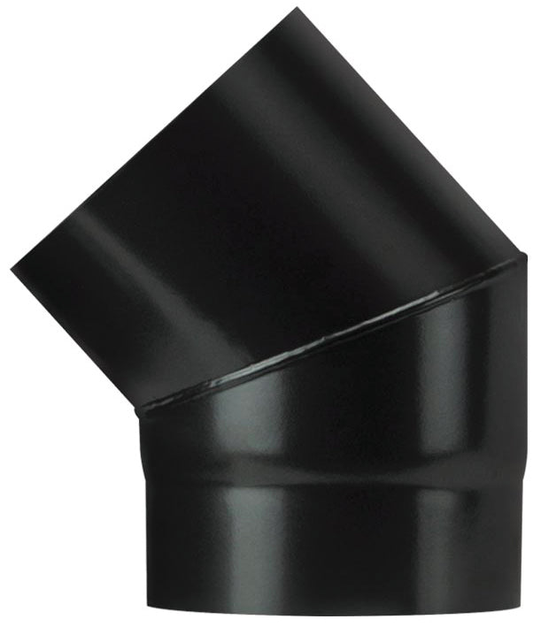 Save GOMITO 45  ° PER STUFA A LEGNA PORCELLANATO PLUS LIGHT Col. Nero opaco  EE ? cm. 12