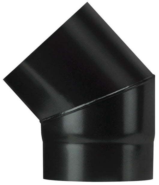 Save GOMITO 45  ° PER STUFA A LEGNA PORCELLANATO PLUS LIGHT Col. Nero opaco  EE ? cm. 15