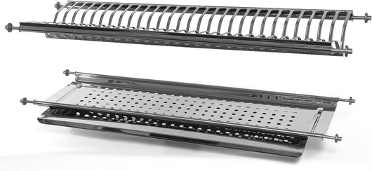 SCOLAPIATTI AD INCASSO PER PENSILE IN INOX CON VASSOIO  cm. 86