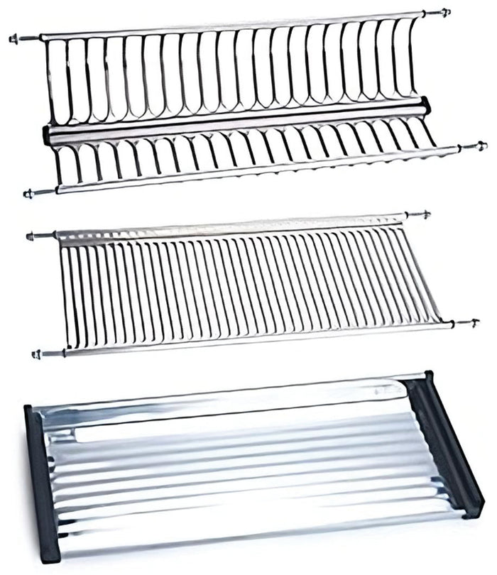 SCOLAPIATTI REGOLABILE PER PENSILE IN INOX 18/10 CON VASCHETTA  cm. 76