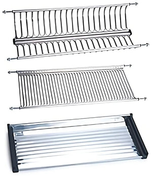 SCOLAPIATTI REGOLABILE PER PENSILE IN INOX 18/10 CON VASCHETTA  cm. 86