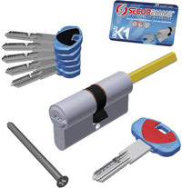 Securemme CILINDRO CROMO SATINATO EVOK1 CON CODOLO 5 chiavi mm. 65 (30+35)