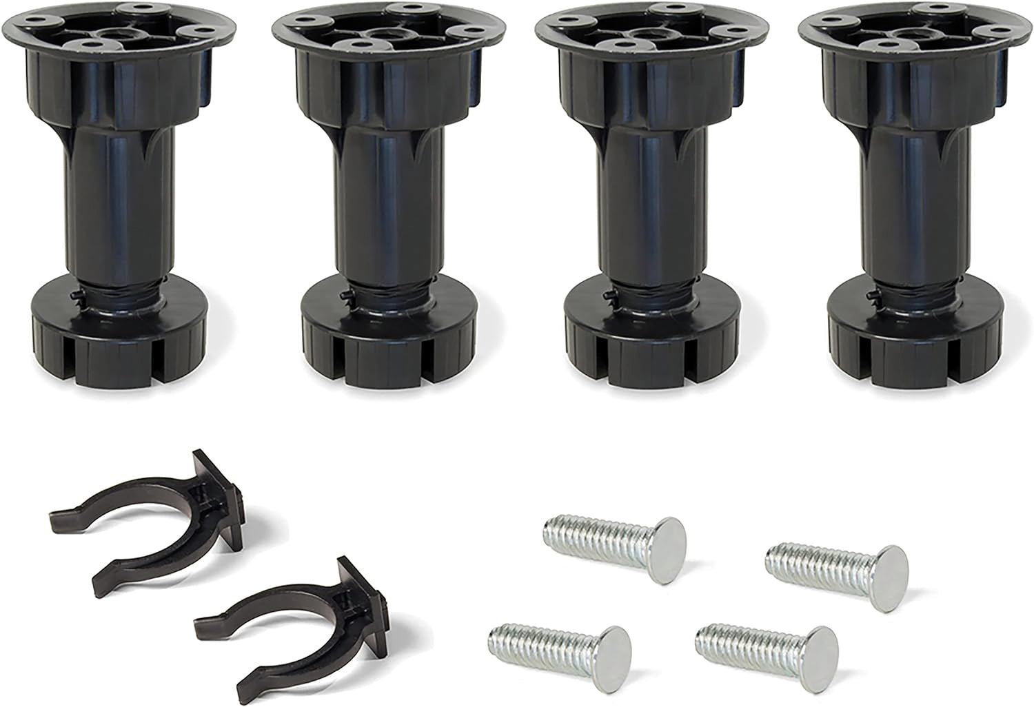 SET PIEDINI PER MOBILI DA CUCINA IN PLASTICA CON GANCIO mm. 150 h 4 pz.