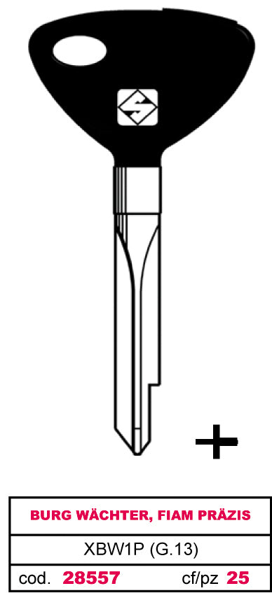 Silca CHIAVE A CROCE FERRO XBW1P (G.VAN 0) BURG W Ä CHTER, FIAM PRÄZIS 5.00 pz