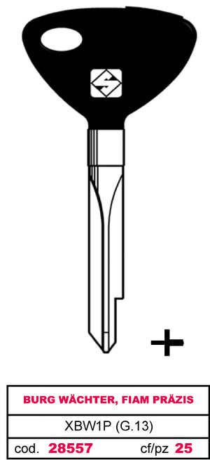 Silca CHIAVE A CROCE FERRO XBW1P (G.VAN 0) BURG W Ä CHTER, FIAM PRÄZIS 5.00 pz