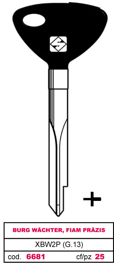 Silca CHIAVE A CROCE FERRO XBW2P (G.VAN 0) BURG W Ä CHTER, FIAM PRÄZIS 5.00 pz