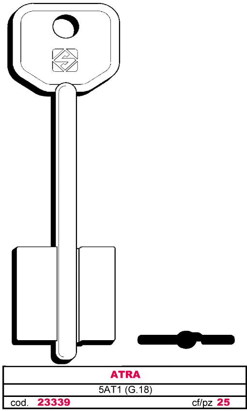 Silca CHIAVE A DOPPIA MAPPA 5AT1 (G.VAS 5) ATRA 5.00 pz